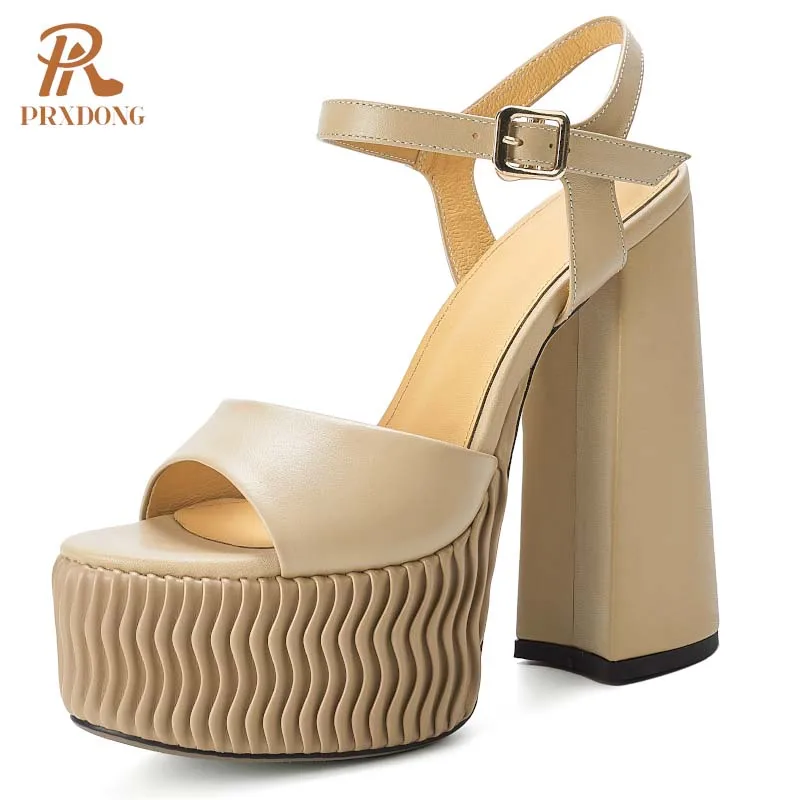 PRXDONG 2025 New Brand Genuine Leather SUmmer Women Shoes Chunky High Heels Platform Black Apricot Ankle Strap Party Sandals 39
PRXDONG 2025 New Brand Genuine Leather SUmmer Women Shoes Chunky High Heels Platform Black Apricot Ankle Strap Party Sandals 39