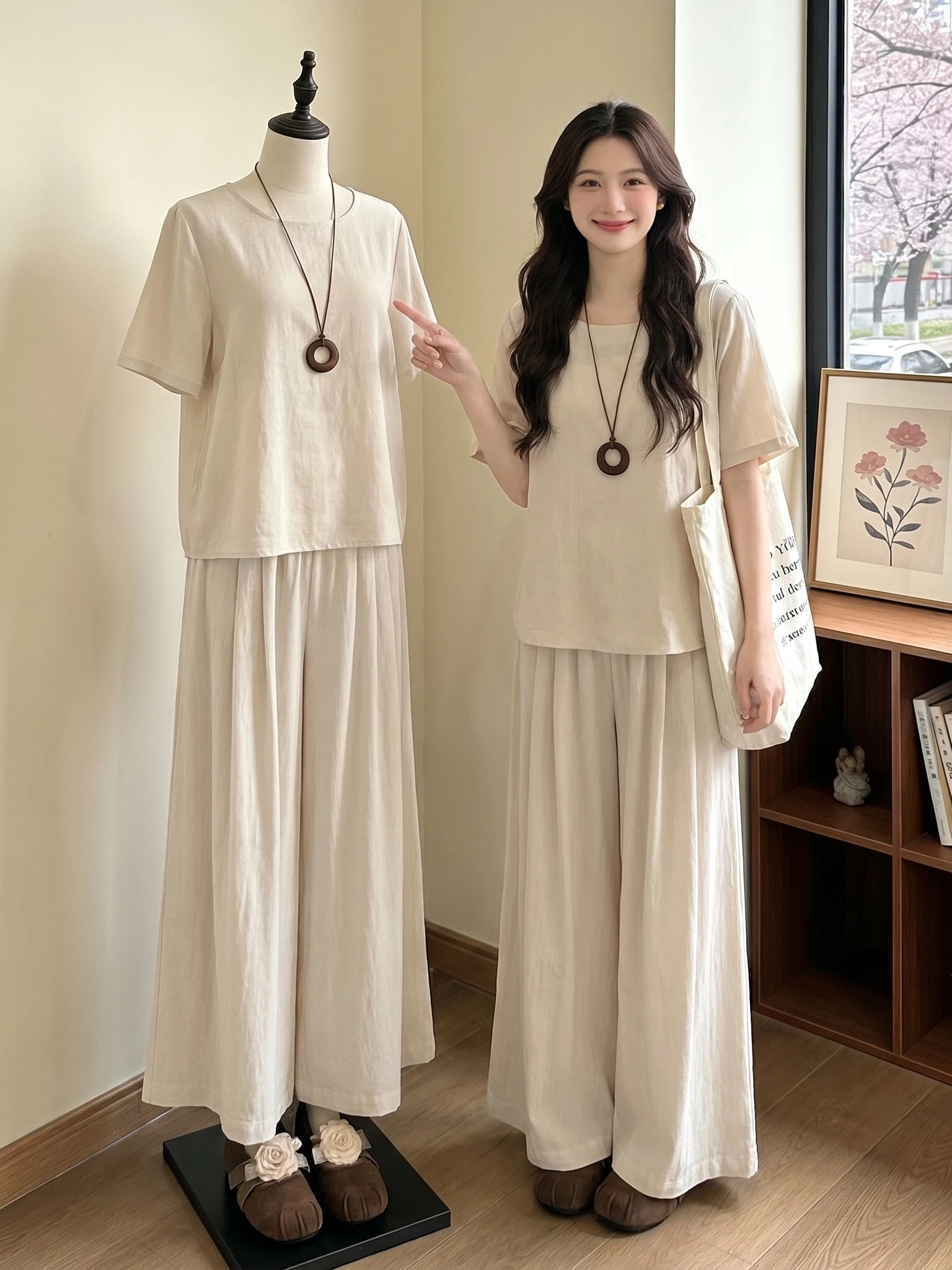 plus Size Women's Summer Fashion Set Cotton Linen Short Sleeve Wide Leg Pants Two Piece Lazy Style Casual Wear Commute Wind
plus Size Women's Summer Fashion Set Cotton Linen Short Sleeve Wide Leg Pants Two Piece Lazy Style Casual Wear Commute Wind
