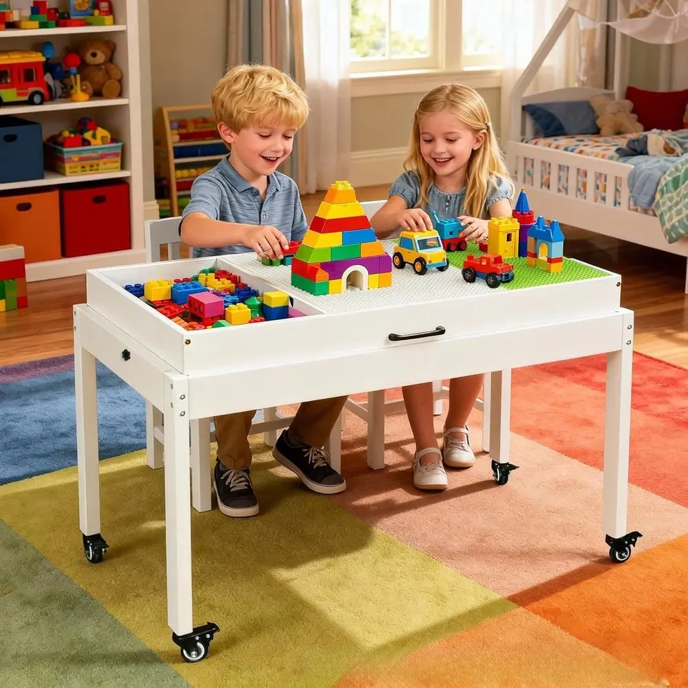 Compact Storage Toy Organizer Table with Rolling Wheels, Compatible for Building Blocks and Play Table (Legged Version)
Compact Storage Toy Organizer Table with Rolling Wheels, Compatible for Building Blocks and Play Table (Legged Version)
