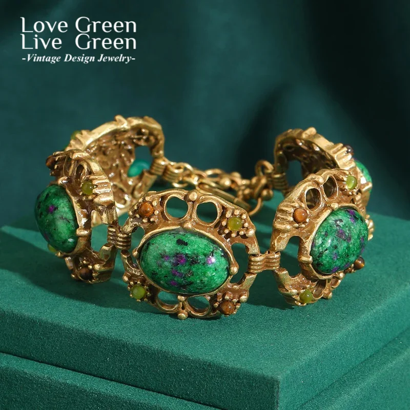 Vintage Charm Bracelets Gold Color Lnatural Stone Green Flower Branch Oval Rhinestones For Woman Palace Hollow Antique Jewelry
Vintage Charm Bracelets Gold Color Lnatural Stone Green Flower Branch Oval Rhinestones For Woman Palace Hollow Antique Jewelry