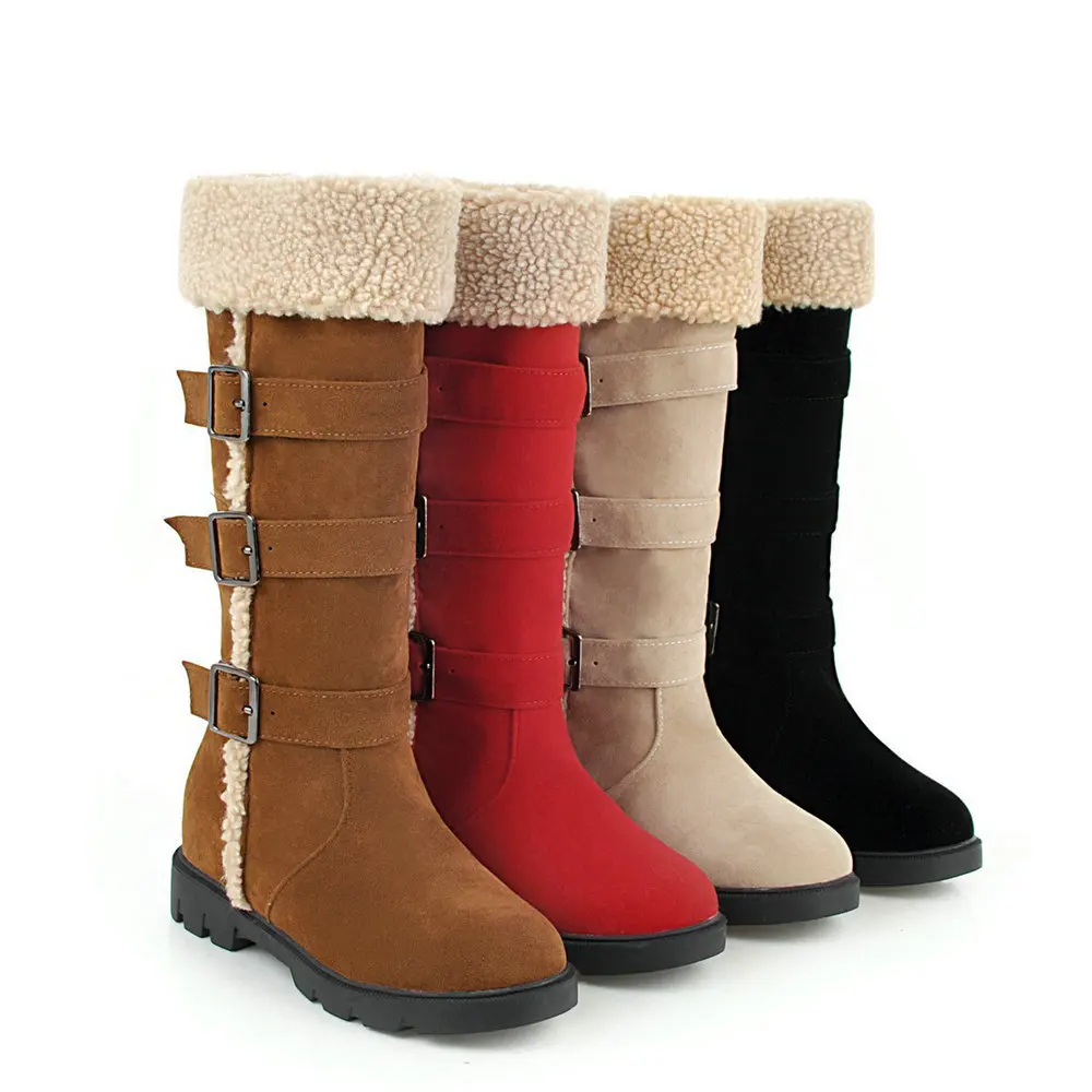 Women Knee High Snow Boots Winter Warm Faux Fur Lined Buckle Strap Suede Tall Boots Non-slip Rubber Sole Thigh High Booties
Women Knee High Snow Boots Winter Warm Faux Fur Lined Buckle Strap Suede Tall Boots Non-slip Rubber Sole Thigh High Booties
