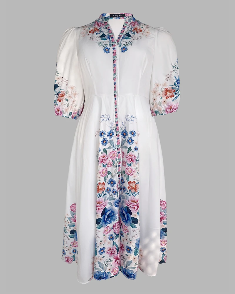 Womens Dresses 2025 Spring Fashion Floral Print V Neck Three Quarters Tied Detail Blouse Dress Casual A Line Slim Fit Maxi Dress
Womens Dresses 2025 Spring Fashion Floral Print V Neck Three Quarters Tied Detail Blouse Dress Casual A Line Slim Fit Maxi Dress