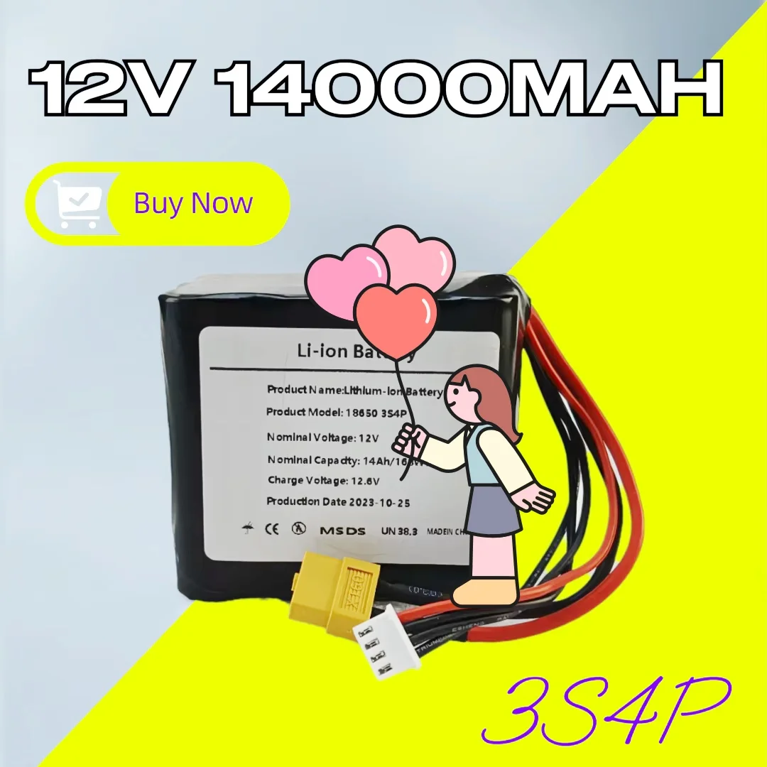 12V 14000mAh 18650 Rechargeable Li-ion Battery Pack for RC Airplane Drone Quadrotor - 3S4P Configuration
12V 14000mAh 18650 Rechargeable Li-ion Battery Pack for RC Airplane Drone Quadrotor - 3S4P Configuration