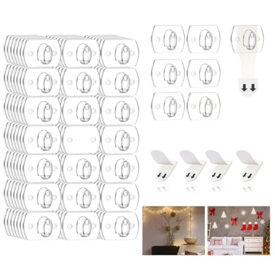 7-Packs Indoor Mini Light Clips, Damage Free Hanging Christmas String Light Hooks with Adhesive Strips, Clear Wall Clips for Ha
7-Packs Indoor Mini Light Clips, Damage Free Hanging Christmas String Light Hooks with Adhesive Strips, Clear Wall Clips for Ha