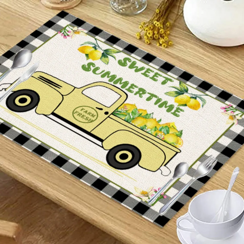 Summer Lemon Placemats Woven Linen Placemat Non-Slip Heat Resistant Kitchen Table Mat Easy to Clean Dining Table Decor
Summer Lemon Placemats Woven Linen Placemat Non-Slip Heat Resistant Kitchen Table Mat Easy to Clean Dining Table Decor