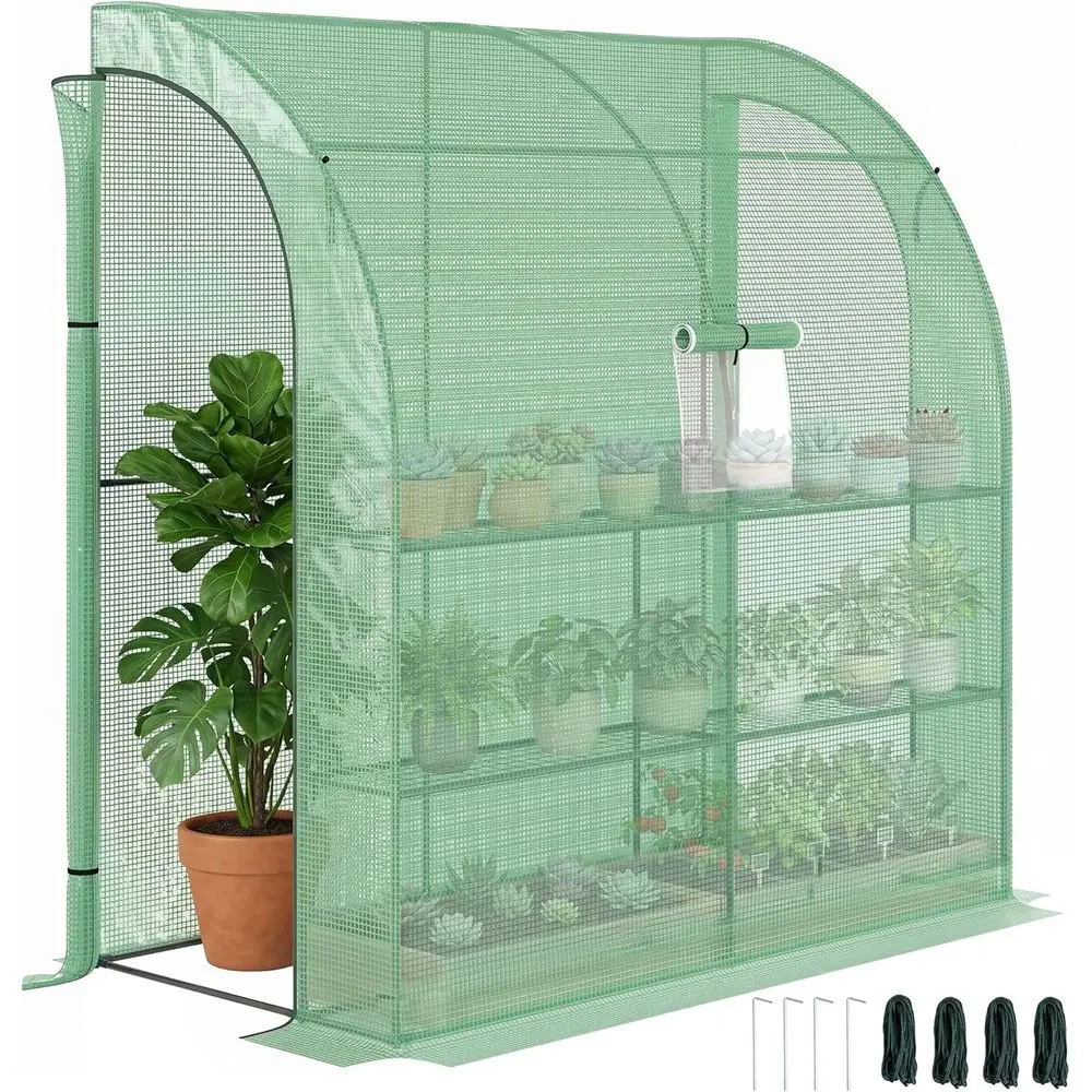 7ft x 3ft x 7ft Walk-In Greenhouse, Plant Nursery with 2 Roll-up Doors, PE Cover, 3 Wire Shelves, Green
7ft x 3ft x 7ft Walk-In Greenhouse, Plant Nursery with 2 Roll-up Doors, PE Cover, 3 Wire Shelves, Green