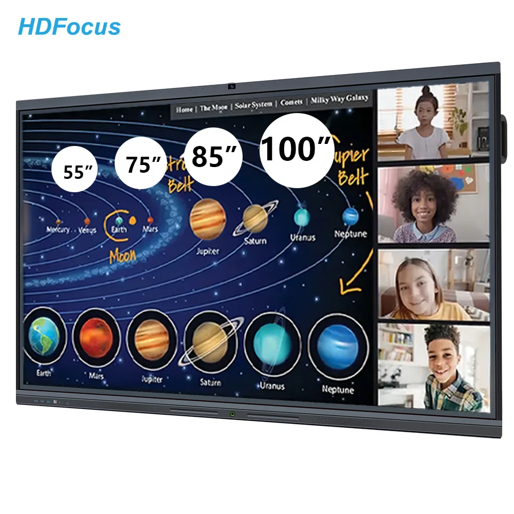 HDFocus 55 75 дюймов дисплей сенсорный экран плоская панель 4K Hd умная портативная электронная белая доска интерактивная доска для школы
HDFocus 55 75 дюймов дисплей сенсорный экран плоская панель 4K Hd умная портативная электронная белая доска интерактивная доска для школы