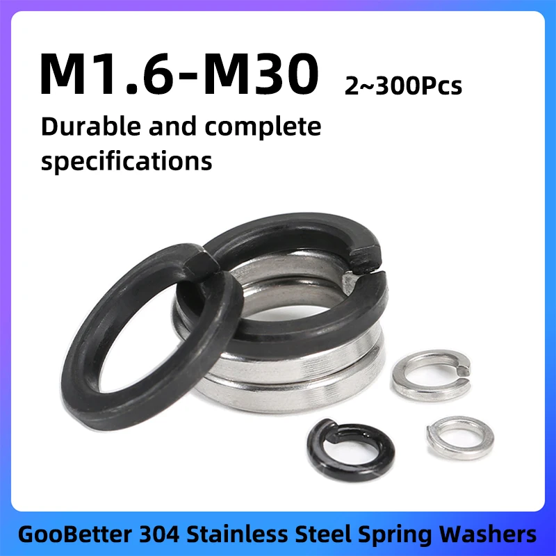 1~20Pcs Spring Washers M1.6~M30 304 Stainless Steel Silver Black Spring Lock Washers Split Ring Washer for Screw Bolts Machinery
1~20Pcs Spring Washers M1.6~M30 304 Stainless Steel Silver Black Spring Lock Washers Split Ring Washer for Screw Bolts Machinery