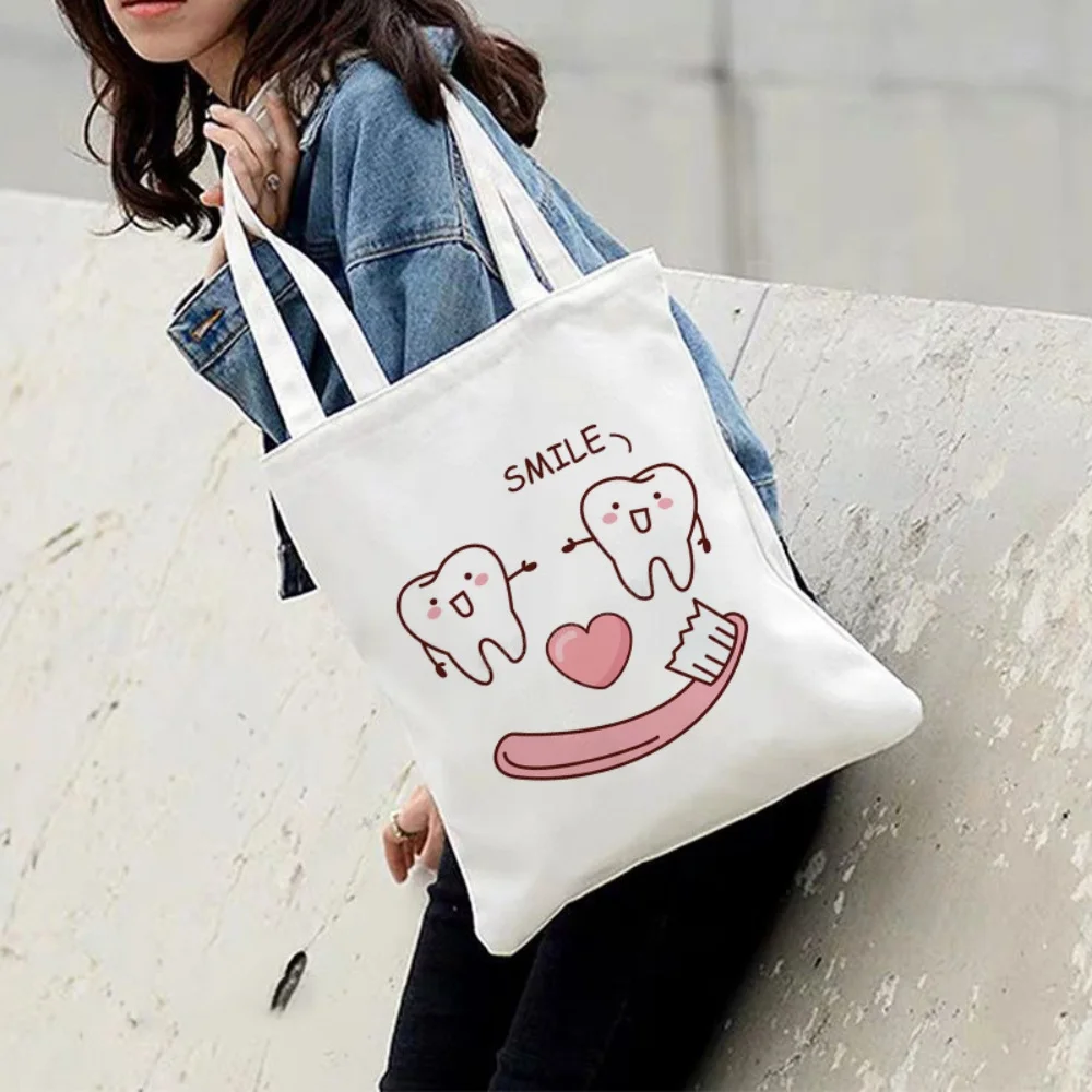 Cute Cartoon Smile Teeth Dental Care Print Canvas Tote Bag Lightweight Fabric Handbag For Daily Commute And Daily Use
Cute Cartoon Smile Teeth Dental Care Print Canvas Tote Bag Lightweight Fabric Handbag For Daily Commute And Daily Use