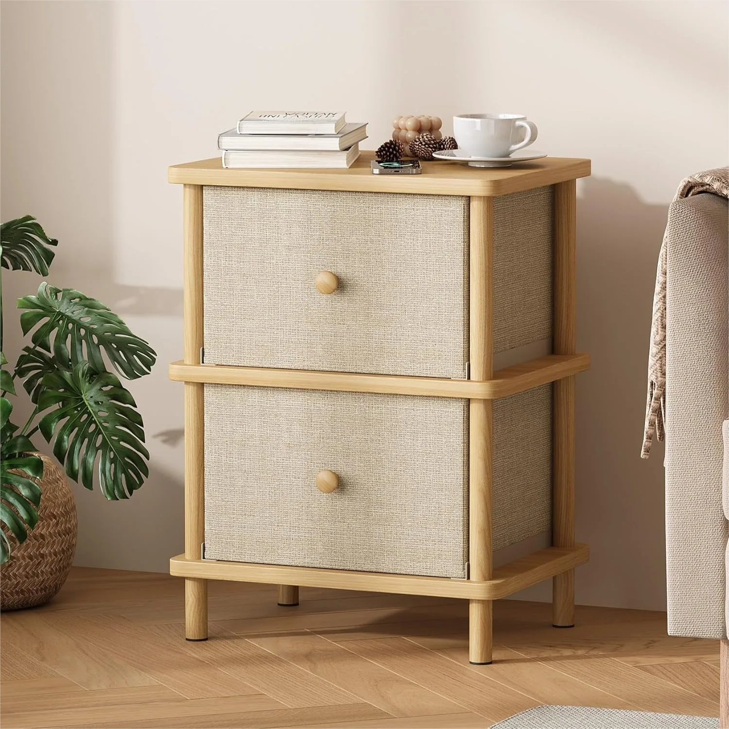 Nightstand with 2 Storage Drawers, Boho Side Table Solid Wood Legs, End Table for Small Spaces Bedroom Living Room Entryway
Nightstand with 2 Storage Drawers, Boho Side Table Solid Wood Legs, End Table for Small Spaces Bedroom Living Room Entryway