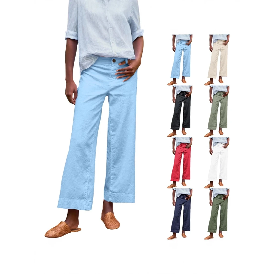 Loose Cotton Linen Straight Leg Casual Pants Elastic Waist Pure Color Back Pocket Women's Fashion Independent Station
Loose Cotton Linen Straight Leg Casual Pants Elastic Waist Pure Color Back Pocket Women's Fashion Independent Station