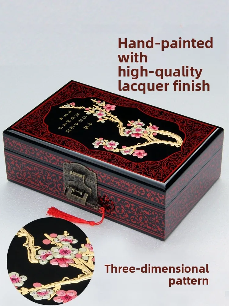Китайская деревянная шкатулка для лакированной посуды Яо Неинвисимая винтажная шкатулка для драгоценностей культурного наследия Свадебный подарок eup Box 
Китайская деревянная шкатулка для лакированной посуды Яо Неинвисимая винтажная шкатулка для драгоценностей культурного наследия Свадебный подарок eup Box