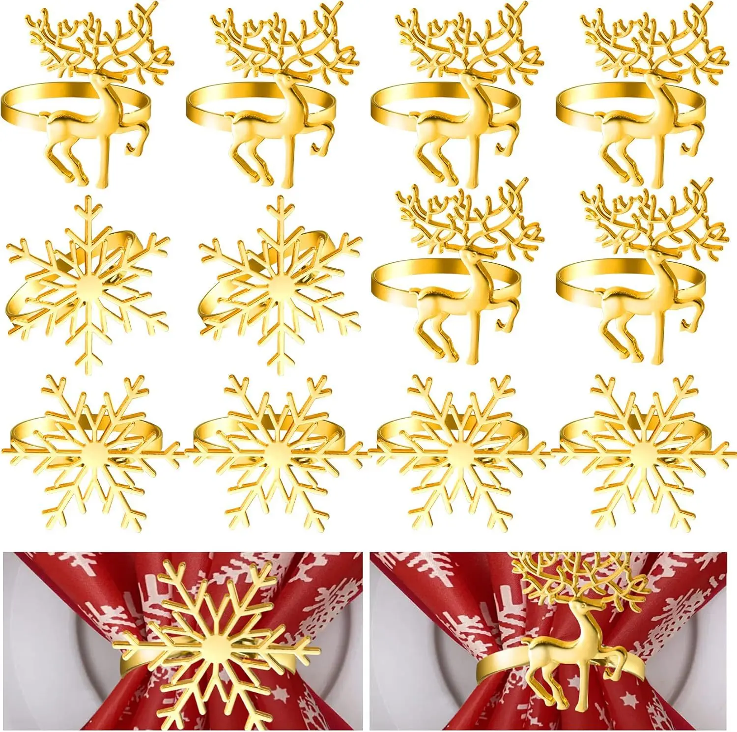 12pcs/Set Christmas Snowflake Deer Napkin Rings Tablecloth Rings Table Decorations Tableware Holiday Household Party Supplies 
12pcs/Set Christmas Snowflake Deer Napkin Rings Tablecloth Rings Table Decorations Tableware Holiday Household Party Supplies