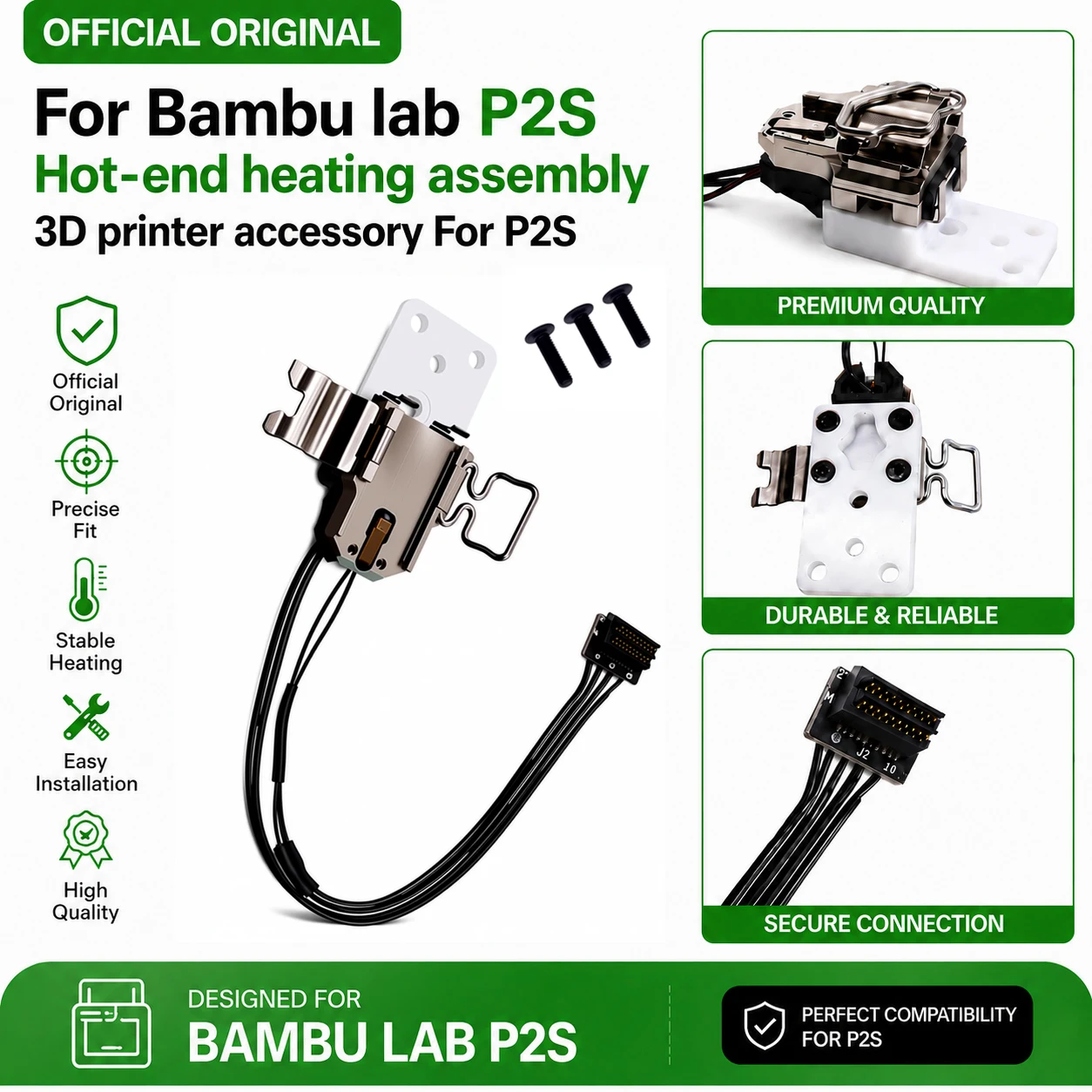 Bambu Lab Upgrad Hotend Heating Assembly Replacement | Hardened Steel Quick Swap Extruder Print Head for X2D P2S H2S 3D Printers
Bambu Lab Upgrad Hotend Heating Assembly Replacement | Hardened Steel Quick Swap Extruder Print Head for X2D P2S H2S 3D Printers