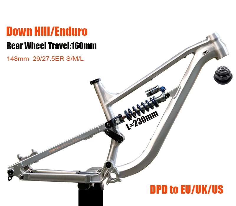 Aluminum Alloy MTB Frame, Bicycle Enduro, Full Suspension Boost, 148x12mm, 29/27.5ER, 4 Links MTB Soft Tail, DH,CY7,Down HillDPD
Aluminum Alloy MTB Frame, Bicycle Enduro, Full Suspension Boost, 148x12mm, 29/27.5ER, 4 Links MTB Soft Tail, DH,CY7,Down HillDPD