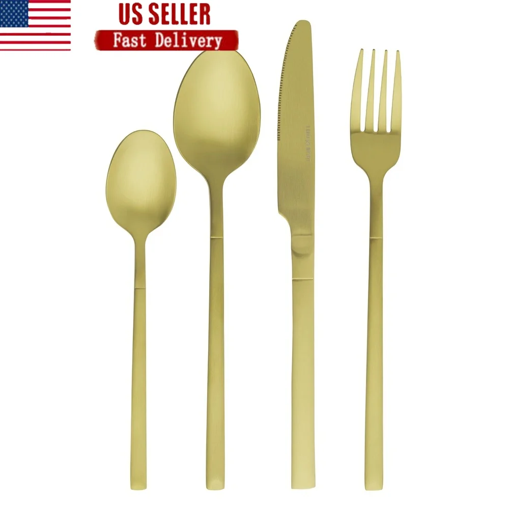16 Piece Stainless Steel Flatware Set Gold Finish Service 4 Durable Rust Resistant Elegant Tableware Ideal Casual and Formal
16 Piece Stainless Steel Flatware Set Gold Finish Service 4 Durable Rust Resistant Elegant Tableware Ideal Casual and Formal