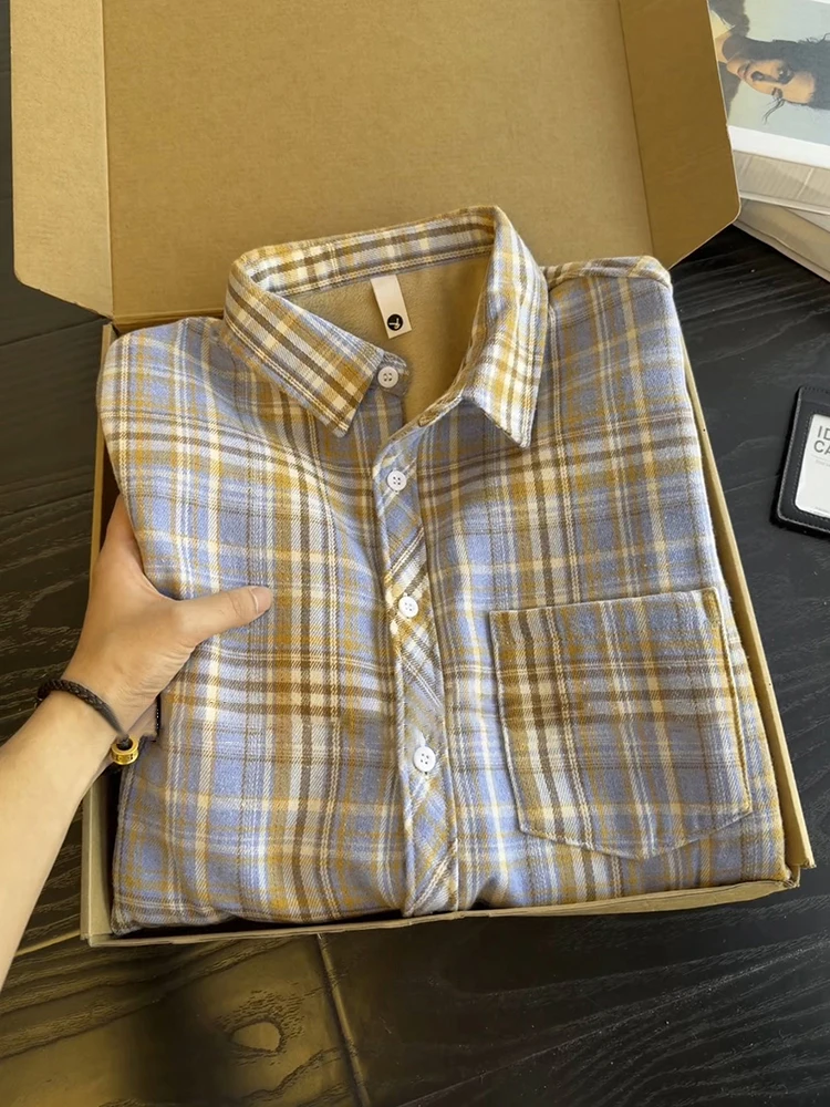 Men's Vintage Plaid Long Sve irt Fce Lined Thiened Outerwear Autumn Winter Faion Casual Wear Polyester Fiber
Men's Vintage Plaid Long Sve irt Fce Lined Thiened Outerwear Autumn Winter Faion Casual Wear Polyester Fiber