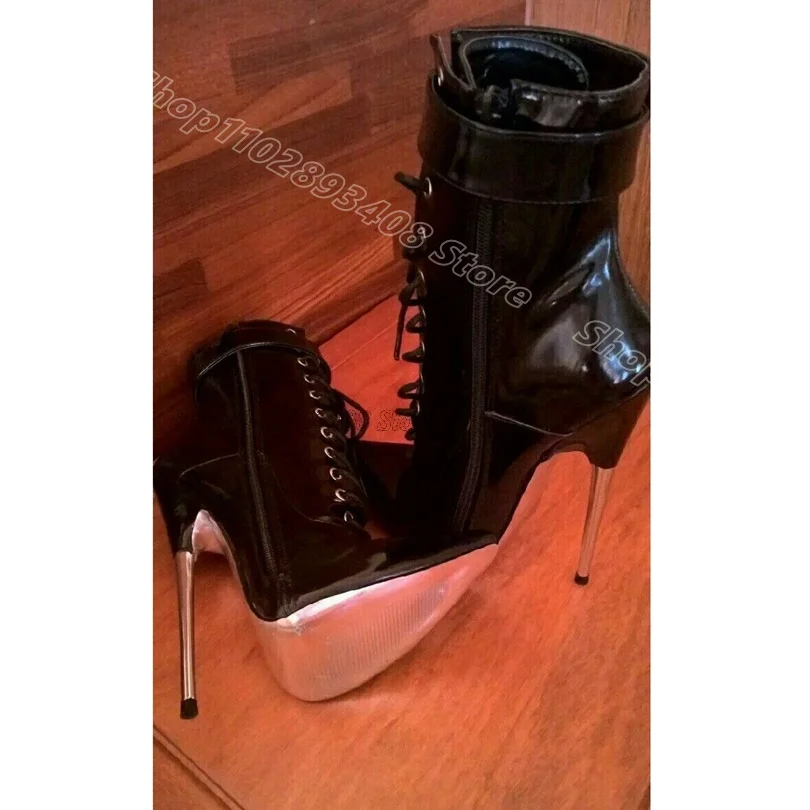 Black Pointed Toe Metal Heels Boots Lace up Patent Leather British Style Women Casual Fashion Boots 2026 Zapatos Para Mujere
Black Pointed Toe Metal Heels Boots Lace up Patent Leather British Style Women Casual Fashion Boots 2026 Zapatos Para Mujere