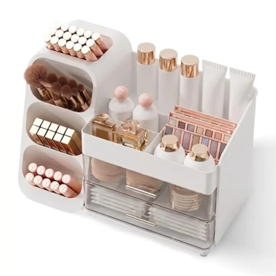 Makeup Organizer for Vanity, Large Capacity Cosmetic Display Case with Clear Acrylic Drawer, Countertop Beauty Storage Holder f
Makeup Organizer for Vanity, Large Capacity Cosmetic Display Case with Clear Acrylic Drawer, Countertop Beauty Storage Holder f