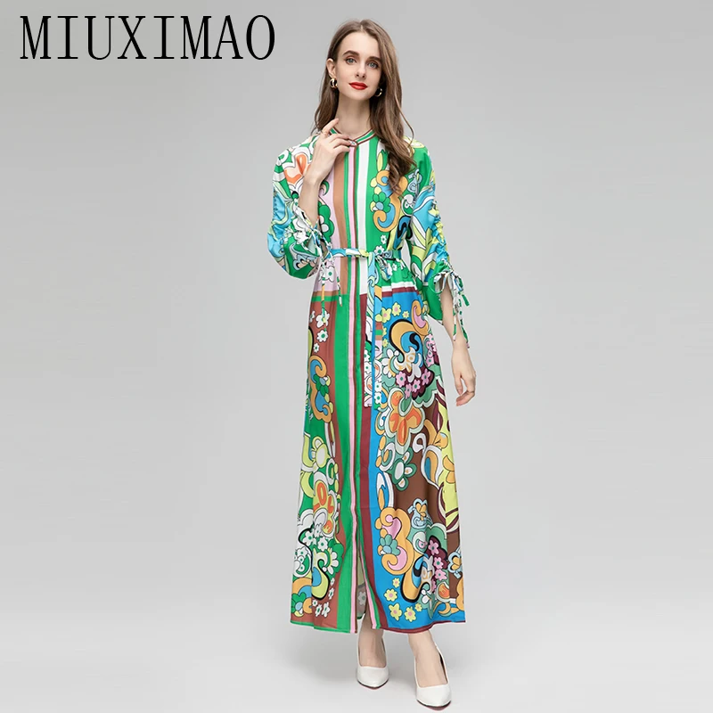 MIUXIMAO 2023 Fall Dress 3/4 Sleeve Flower Print Retro Elegant Casual Loose Long Dress Women Vestidos Beach Dresses Belt
MIUXIMAO 2023 Fall Dress 3/4 Sleeve Flower Print Retro Elegant Casual Loose Long Dress Women Vestidos Beach Dresses Belt