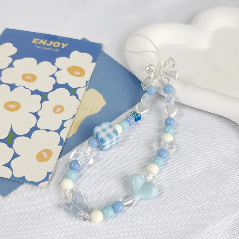 Fresh Blue White Beaded Phone Chain Cord Cube Wrist Strap Beads Phone Lanyard Cute Bag Charm Pendant Decor for Girls Daily Gift
Fresh Blue White Beaded Phone Chain Cord Cube Wrist Strap Beads Phone Lanyard Cute Bag Charm Pendant Decor for Girls Daily Gift