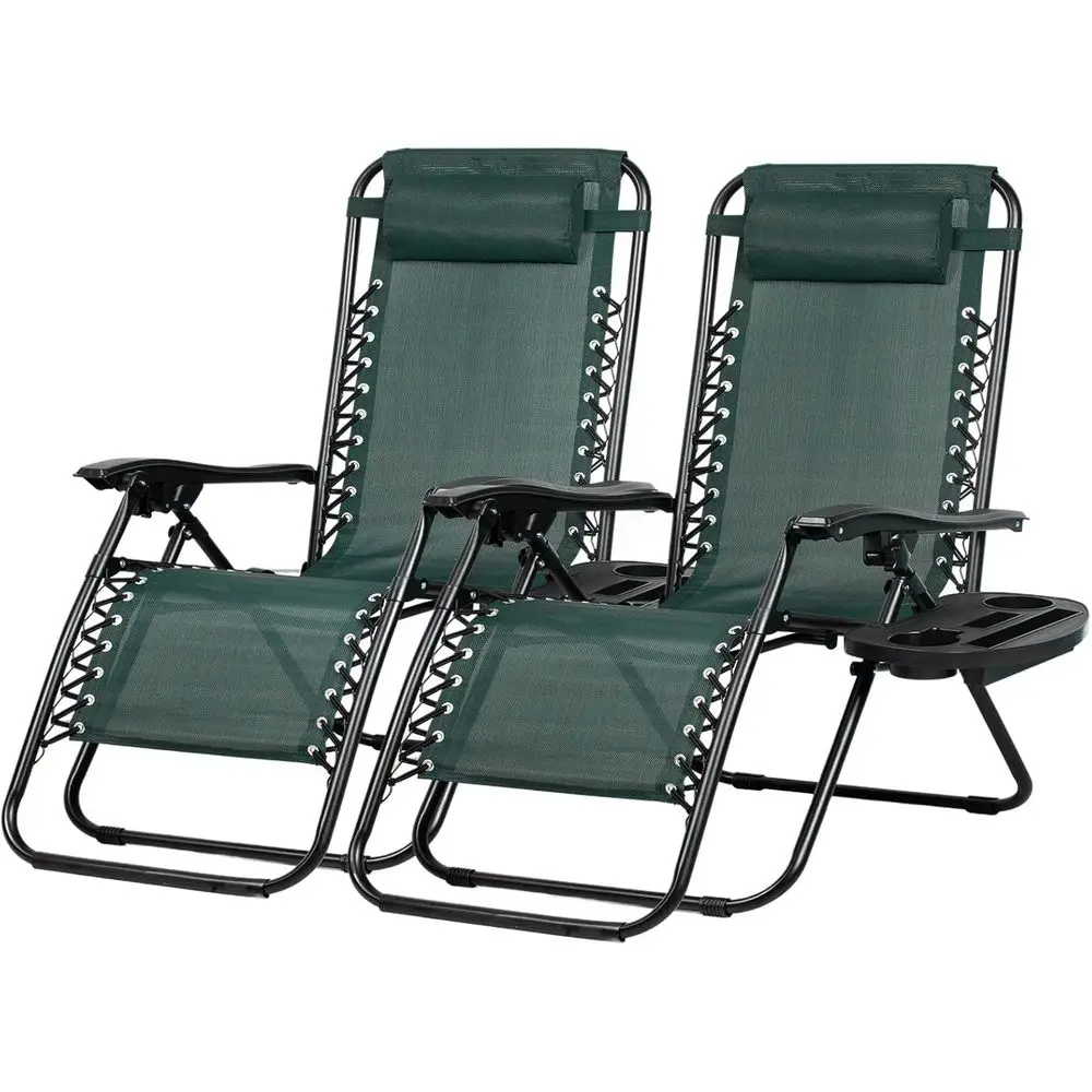 2 Relaxing Recliners Patio Chairs, Adjustable Steel Mesh Zero Gravity Lounge Chairs with Pillow and Cup Holder, Green
2 Relaxing Recliners Patio Chairs, Adjustable Steel Mesh Zero Gravity Lounge Chairs with Pillow and Cup Holder, Green