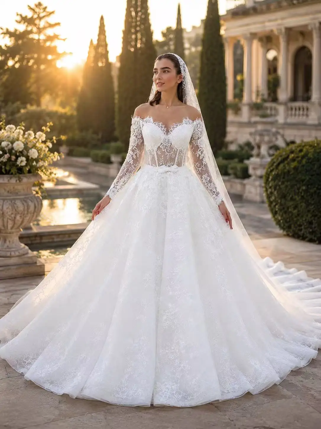 Off Shoulder Long Sleeve Lace Ball Gown Wedding Dress Sweetheart Sheer Corset Bodice Luxury Bridal Gown custom Vestido de novia
Off Shoulder Long Sleeve Lace Ball Gown Wedding Dress Sweetheart Sheer Corset Bodice Luxury Bridal Gown custom Vestido de novia