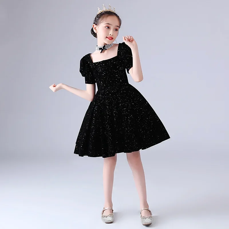 Girls Party Black Dresses Elegant Square Collar Princess Dressed for Children Girl Fashion Birthday Evening Kids Clothing
Girls Party Black Dresses Elegant Square Collar Princess Dressed for Children Girl Fashion Birthday Evening Kids Clothing