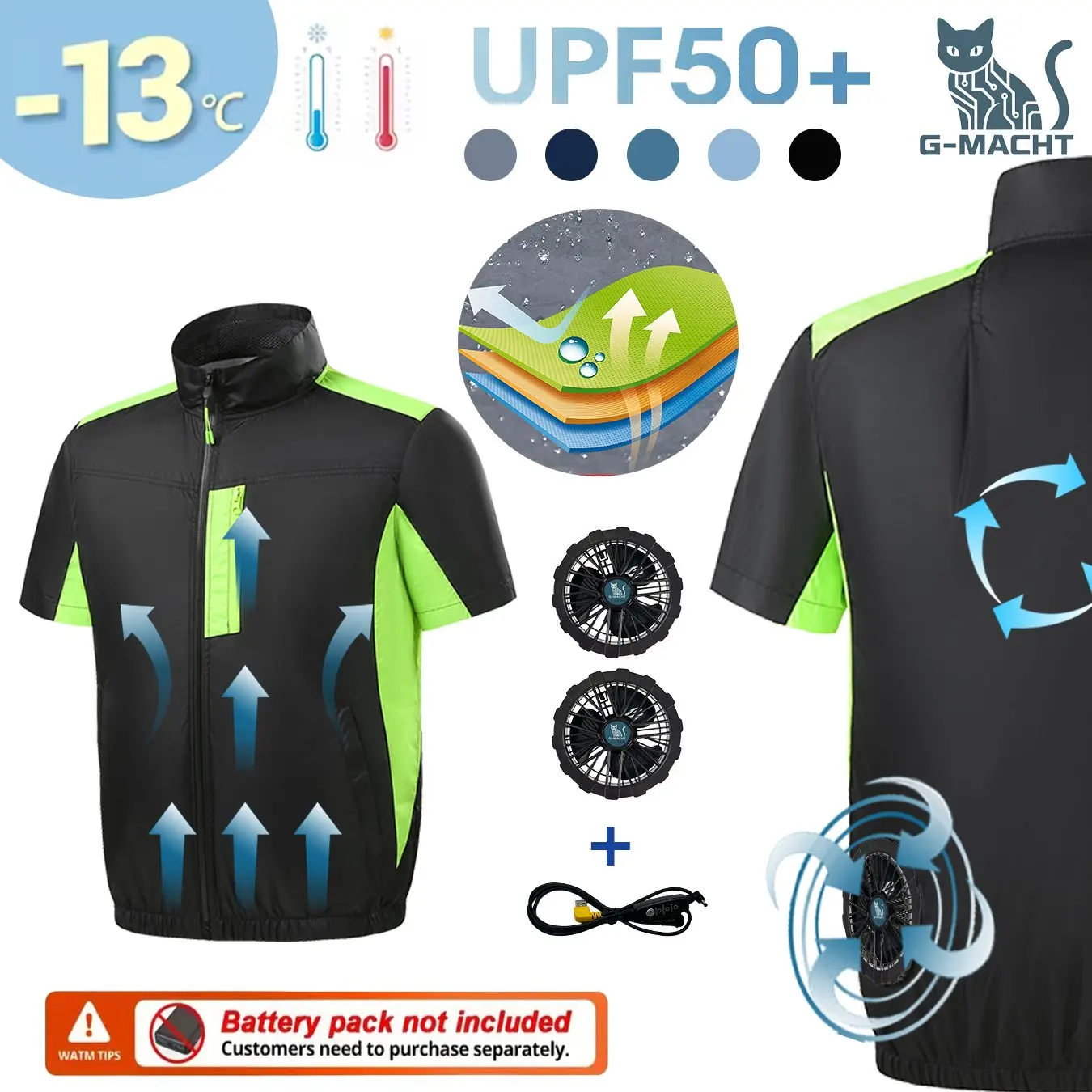 G-MACHT Men's USB Cooling Fan Short Sleeve Vest,Air Conditioned Heat-Resistant Welding Labor Workwear(Power Supply Not Included)
G-MACHT Men's USB Cooling Fan Short Sleeve Vest,Air Conditioned Heat-Resistant Welding Labor Workwear(Power Supply Not Included)