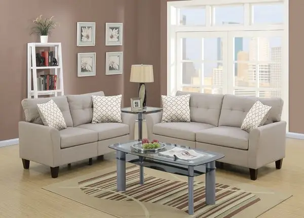 Living Room Furniture 2pc Sofa Set Sofa And Loveseat Beige Glossy Polyfiber Plywood Solid pine
Living Room Furniture 2pc Sofa Set Sofa And Loveseat Beige Glossy Polyfiber Plywood Solid pine