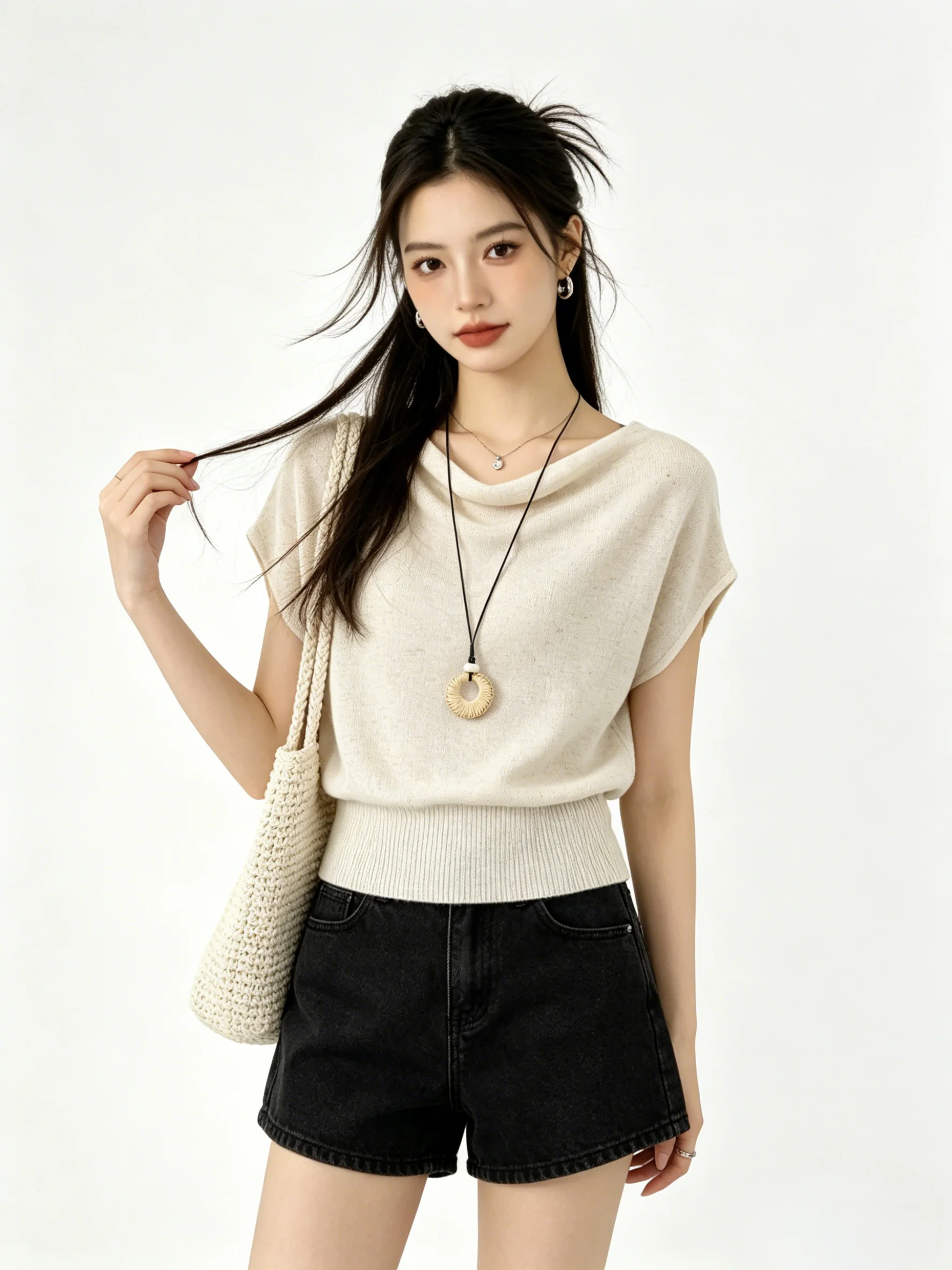 Breathable Skin-Friendly Knitted Short Sleeve T-Shirt Loose Slimming Korean Style Summer Top round Neck Casual Female Shirt
Breathable Skin-Friendly Knitted Short Sleeve T-Shirt Loose Slimming Korean Style Summer Top round Neck Casual Female Shirt