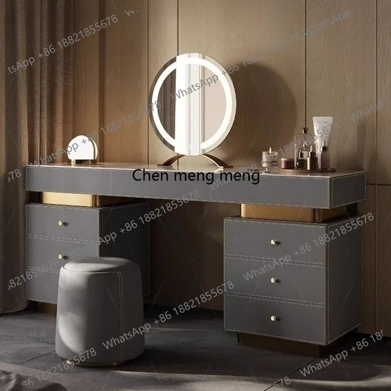 Luxury slate countertop leather Dresser with mirror Toiletries Makeup vanity illuminated makeup dressing table desk dressers
Luxury slate countertop leather Dresser with mirror Toiletries Makeup vanity illuminated makeup dressing table desk dressers