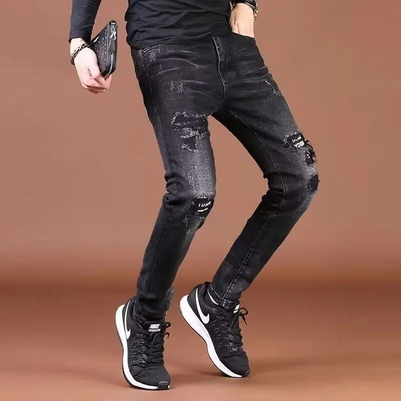 new 2026 Men's Trendy Brand Elastic Slim-fitting Korean Beggar Long Pants Japanese Clothing Punk Clothing black Luxury Jeans
new 2026 Men's Trendy Brand Elastic Slim-fitting Korean Beggar Long Pants Japanese Clothing Punk Clothing black Luxury Jeans