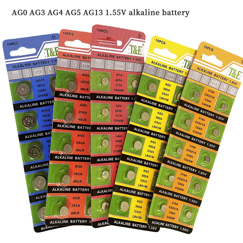 10pcs 1.5V Button Battery Alkaline AG0 LR521 379A AG3 LR41 AG4 LR626 AG5 LR754 AG13 LR44 357 Coin Cell for Watch Batteries
10pcs 1.5V Button Battery Alkaline AG0 LR521 379A AG3 LR41 AG4 LR626 AG5 LR754 AG13 LR44 357 Coin Cell for Watch Batteries
