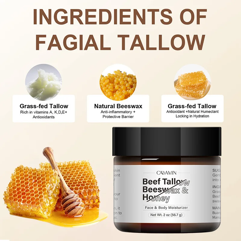 Beef Tallow Honey Cream - Natural Cream with Beef Tallow & Beeswax, Moisturizing Honey Beef Tallow Balm for Skin Care
Beef Tallow Honey Cream - Natural Cream with Beef Tallow & Beeswax, Moisturizing Honey Beef Tallow Balm for Skin Care