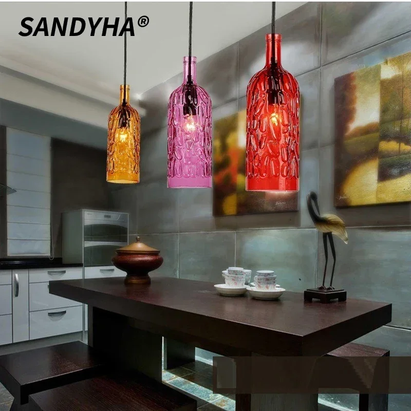 SANDYHA Color Glass Wine Bottle Chandelier Modern Minimalist Pendant Light for Dining Room Bar Cafe Kitchen Island LED Lighting
SANDYHA Color Glass Wine Bottle Chandelier Modern Minimalist Pendant Light for Dining Room Bar Cafe Kitchen Island LED Lighting