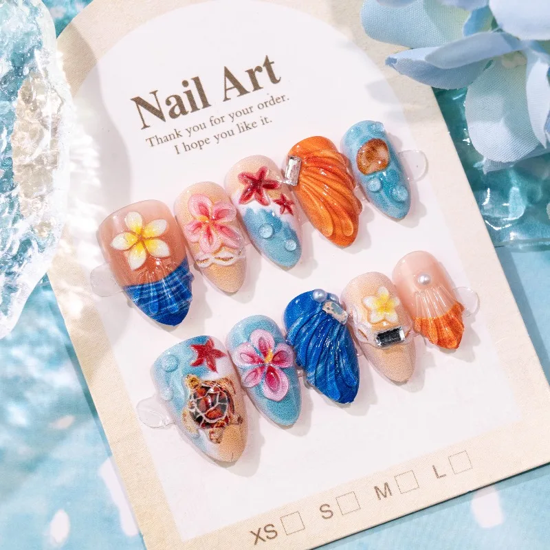 24PCS Short Almond False Nails 3D Pink Flowers Shell Turtle Designs Fake Nails for Women Summer Ocean Beach Style Nails Press On
24PCS Short Almond False Nails 3D Pink Flowers Shell Turtle Designs Fake Nails for Women Summer Ocean Beach Style Nails Press On