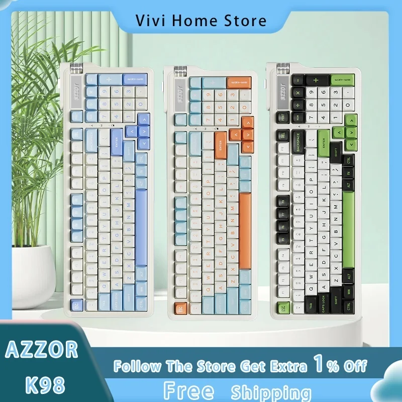 AZZOR K98 Customized Mechanical Keyboard Wireless Three Mode Bluetooth Hot Plug MDA Keycap E-sports Game Office Keyboard
AZZOR K98 Customized Mechanical Keyboard Wireless Three Mode Bluetooth Hot Plug MDA Keycap E-sports Game Office Keyboard