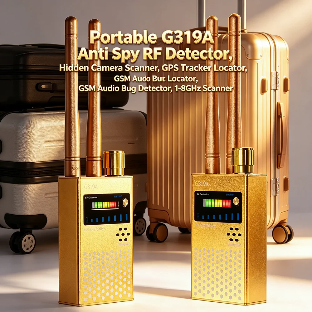 Portable G319A Anti Spy RF Detector, Hidden Camera Scanner, GPS Tracker Locator, GSM Audio Bug Detector, 1-8GHz Scanner
Portable G319A Anti Spy RF Detector, Hidden Camera Scanner, GPS Tracker Locator, GSM Audio Bug Detector, 1-8GHz Scanner