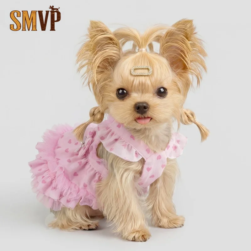 Summer Thin Pink Heart Pattern Pet Princess Dress Detachable D-Ring Traction Design Ruffle Layered Dress for Small Breed Dogs
Summer Thin Pink Heart Pattern Pet Princess Dress Detachable D-Ring Traction Design Ruffle Layered Dress for Small Breed Dogs
