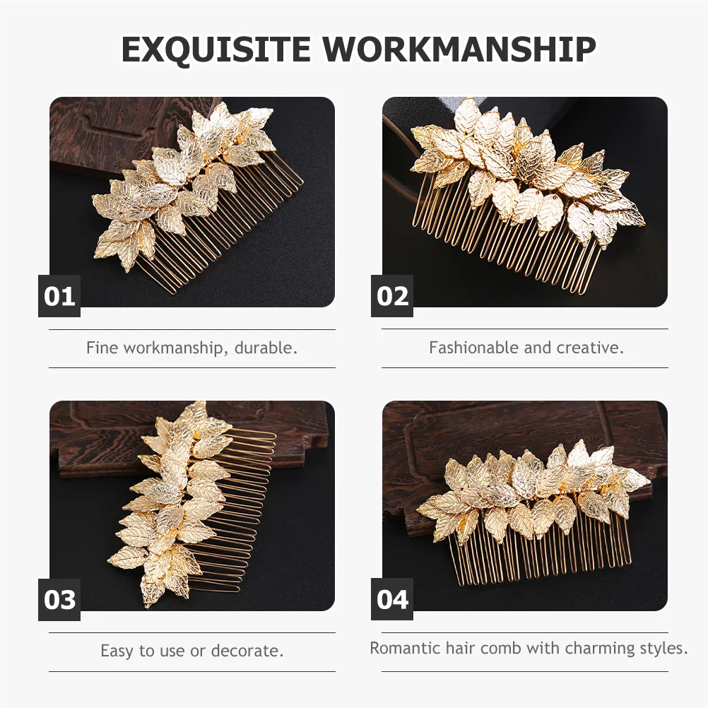 Golden Leaf Hair Comb Elegant Alloy Decorative Bridal Wedding Accessories Fashion Rhinestone Combs For Women Prom Graduation
Golden Leaf Hair Comb Elegant Alloy Decorative Bridal Wedding Accessories Fashion Rhinestone Combs For Women Prom Graduation