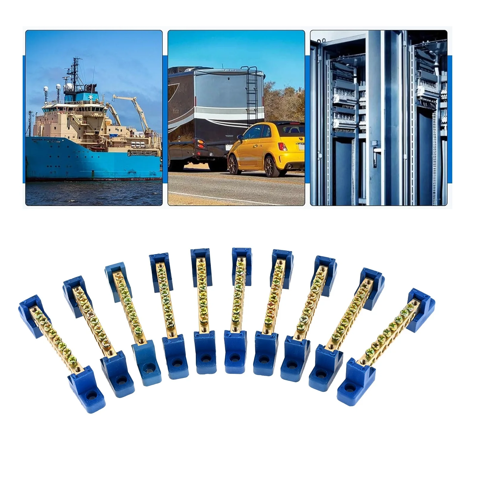 10pcs 8-Ground Bus Bar Terminal Block Brass Wire with Screw Block Stud Insulator Base fit Power Distribution Cabinets Truck Boat
10pcs 8-Ground Bus Bar Terminal Block Brass Wire with Screw Block Stud Insulator Base fit Power Distribution Cabinets Truck Boat