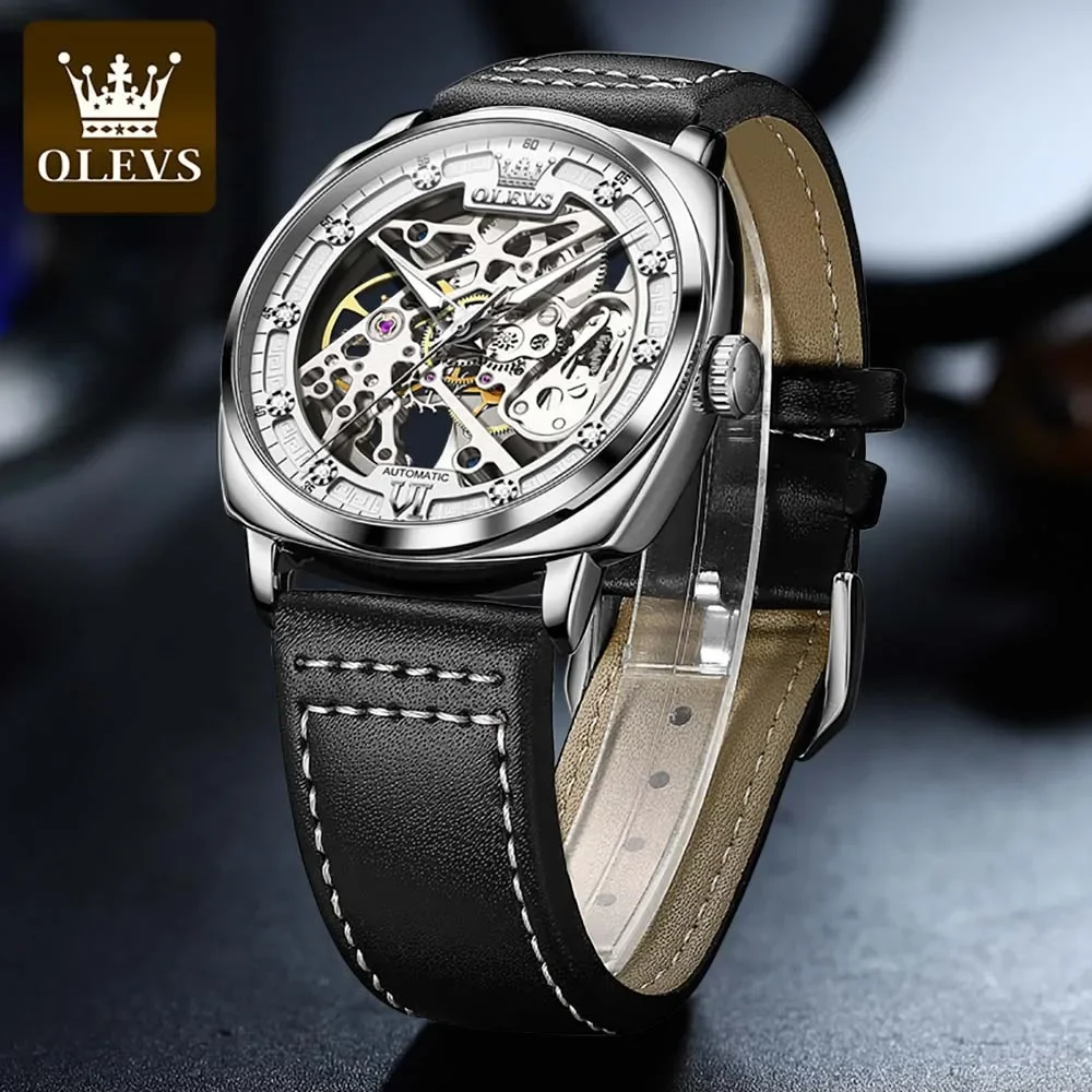 OLEVS Men's Watches Automatic Mechanical Leather Strap Hollow Out Dial Wristwatch Waterproof Luminous Fashion Watch for Man
OLEVS Men's Watches Automatic Mechanical Leather Strap Hollow Out Dial Wristwatch Waterproof Luminous Fashion Watch for Man