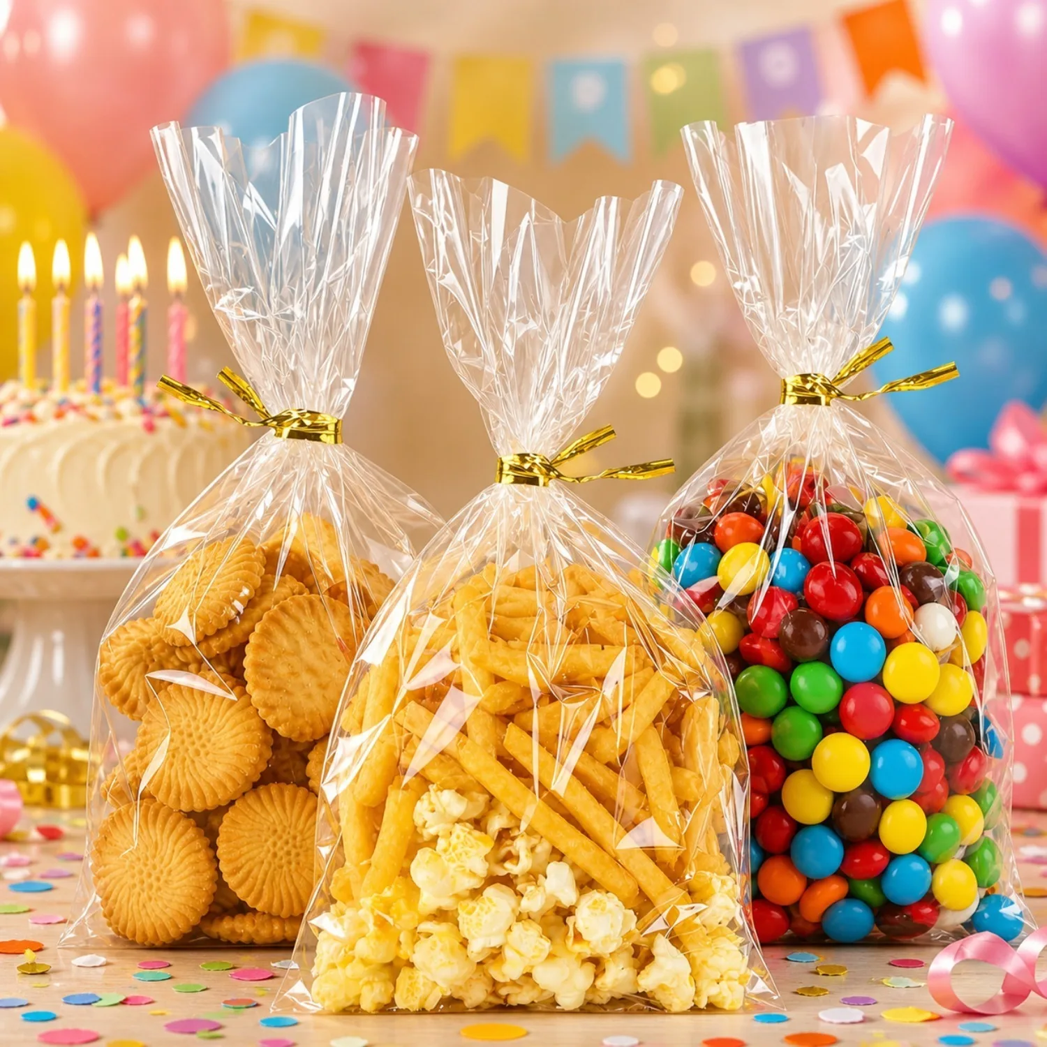 150 Pack 6x10 Inch Clear Cellophane Treat Bags with Twist Ties, Plastic Goodie Bags for Party Favors, Cookies, Candy, Popcorn, Bakery Items and Chocolate Gift Wrapping
150 Pack 6x10 Inch Clear Cellophane Treat Bags with Twist Ties, Plastic Goodie Bags for Party Favors, Cookies, Candy, Popcorn, Bakery Items and Chocolate Gift Wrapping