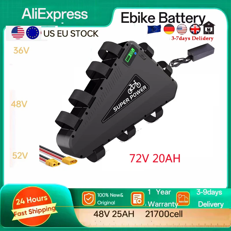 72V 20H Triangle Electric Bike 48V 30AH Batteria Ebike Battery 60A BMS EBike Battery Triangle Huge Capacity 350W 500W 750W 1000W 1500W Motor
72V 20H Triangle Electric Bike 48V 30AH Batteria Ebike Battery 60A BMS EBike Battery Triangle Huge Capacity 350W 500W 750W 1000W 1500W Motor