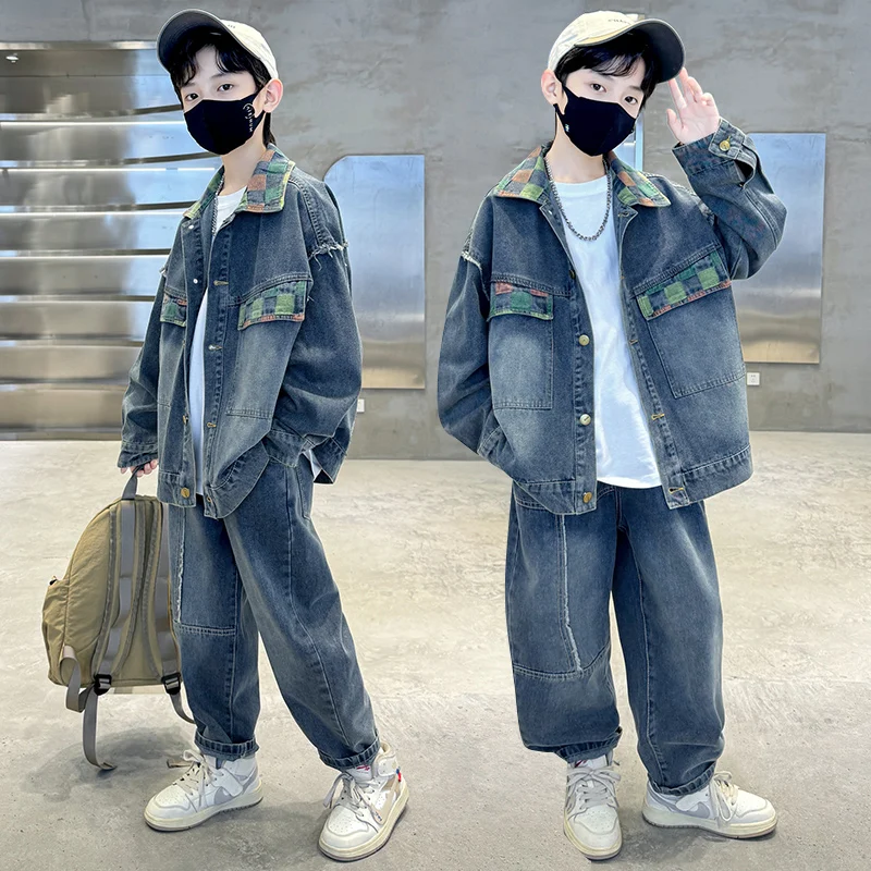 Children's Denim Clothes Set Boys Top Long Jean Pants 2Pcs Loose Children Colorful Collar Suit Kid's Outfit TR408
Children's Denim Clothes Set Boys Top Long Jean Pants 2Pcs Loose Children Colorful Collar Suit Kid's Outfit TR408