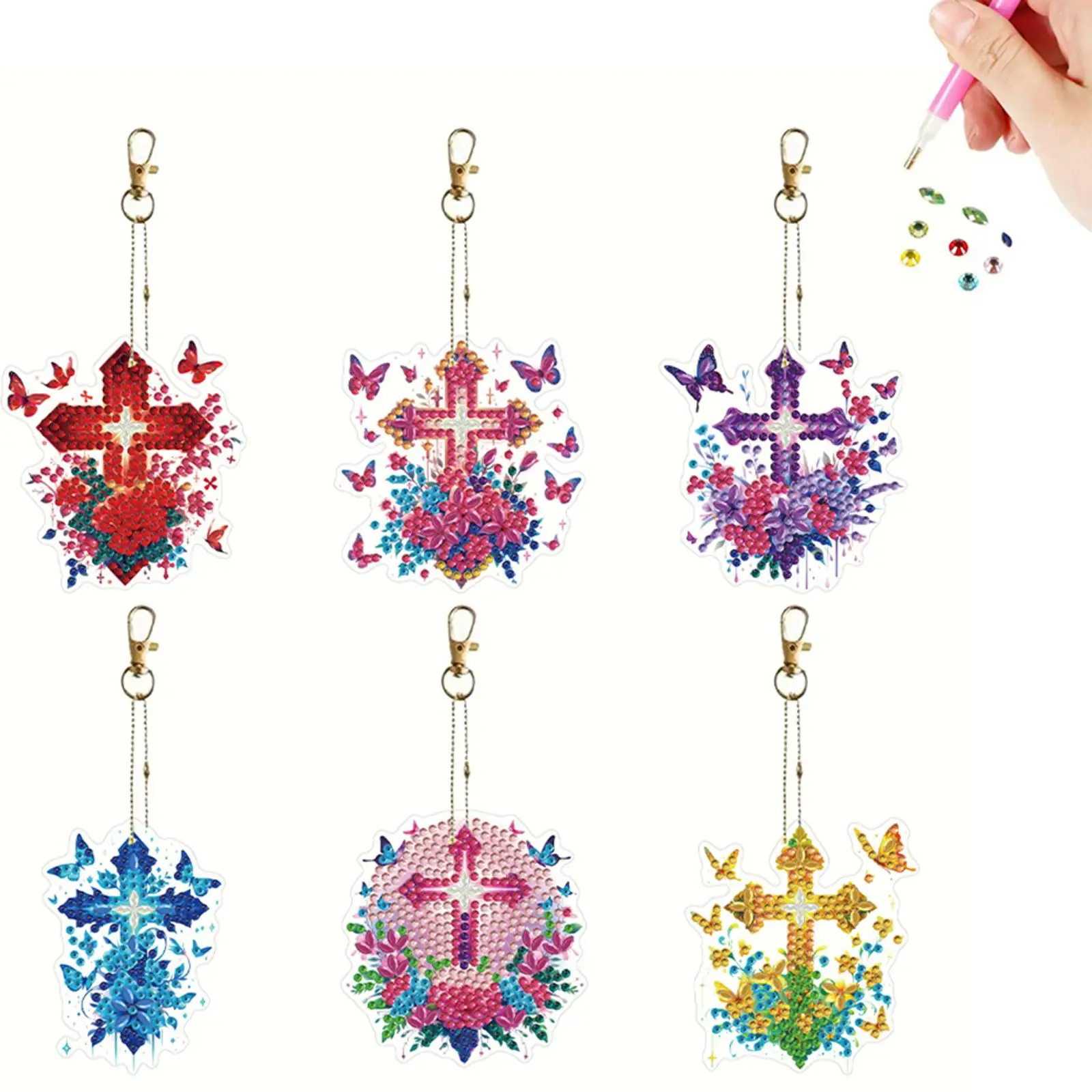 6Pcs DIY Special Shape 5D Diamond Art Keychain Diamond Art Painting Keychain Kit Double-Sided Diamond Keychains for Art Crafts
6Pcs DIY Special Shape 5D Diamond Art Keychain Diamond Art Painting Keychain Kit Double-Sided Diamond Keychains for Art Crafts