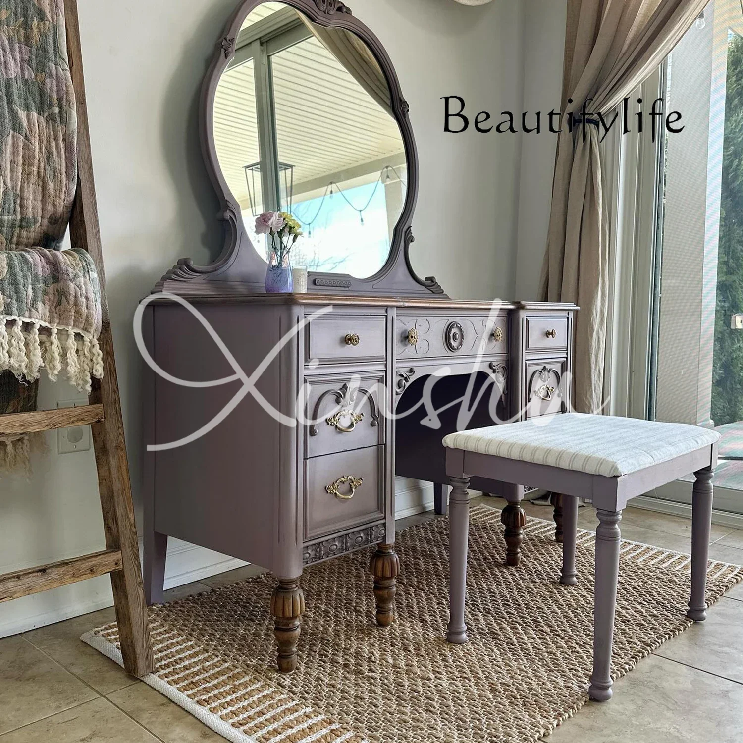 ZL French retro solid wood dresser home bedroom carved makeup table American high-end multi-functional table
ZL French retro solid wood dresser home bedroom carved makeup table American high-end multi-functional table