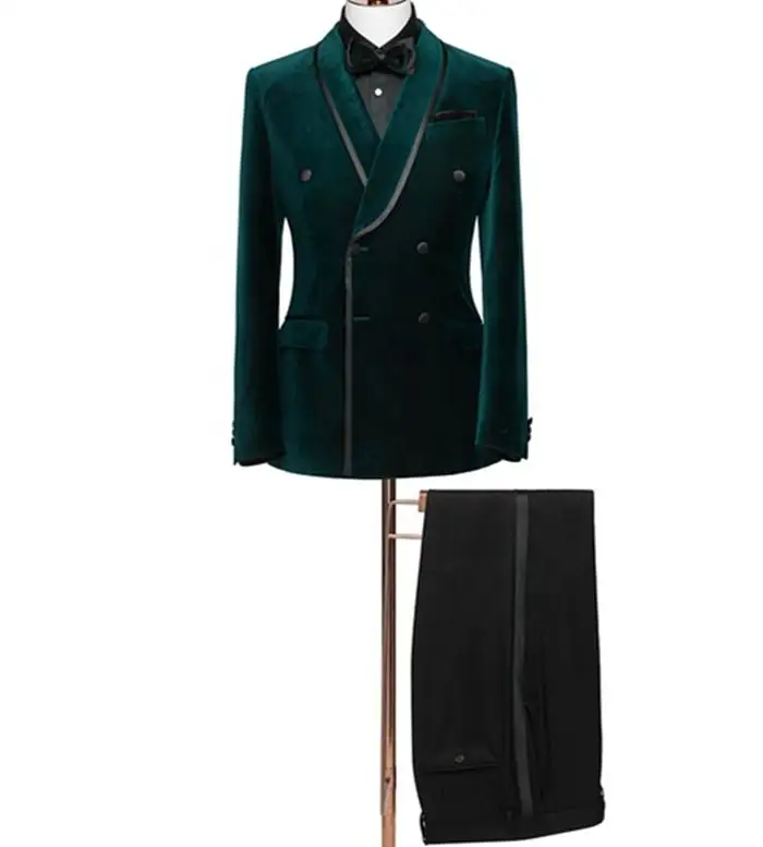 Costume Homme Velvet Men' s Suit 2 Pieces Green Blazer Black Pants Double Breasted Slim Fashion Business Modern Wedding Groom
Costume Homme Velvet Men' s Suit 2 Pieces Green Blazer Black Pants Double Breasted Slim Fashion Business Modern Wedding Groom