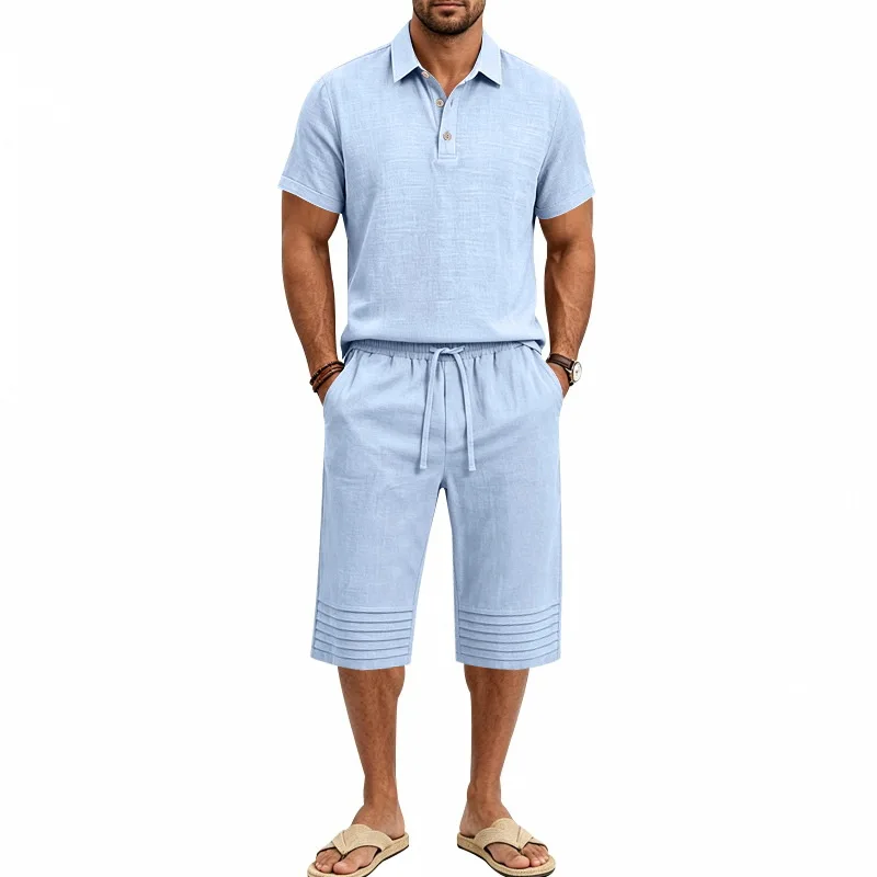 Summer Men's Casual Sets Solid Short Sleeve Polos+Elastic Waist Shorts Solid Beach Style Turn Down Collar Casual Breathable Set
Summer Men's Casual Sets Solid Short Sleeve Polos+Elastic Waist Shorts Solid Beach Style Turn Down Collar Casual Breathable Set